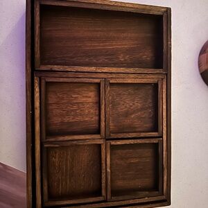 Elegant Brown Wooden Tray Set of 7